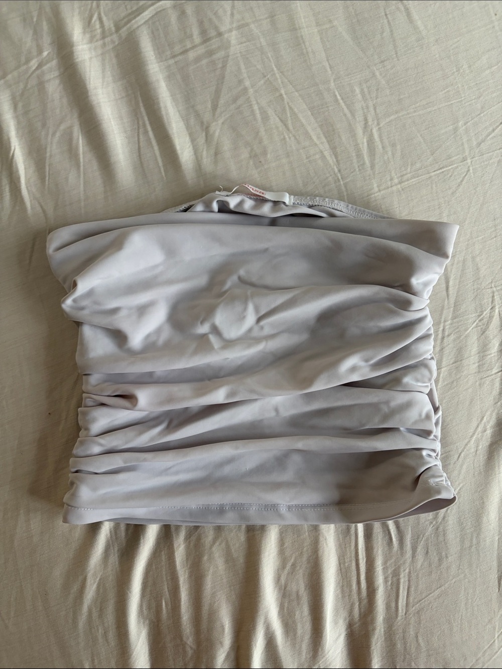 Shasa Light Gray Ruched Strapless Crop Top